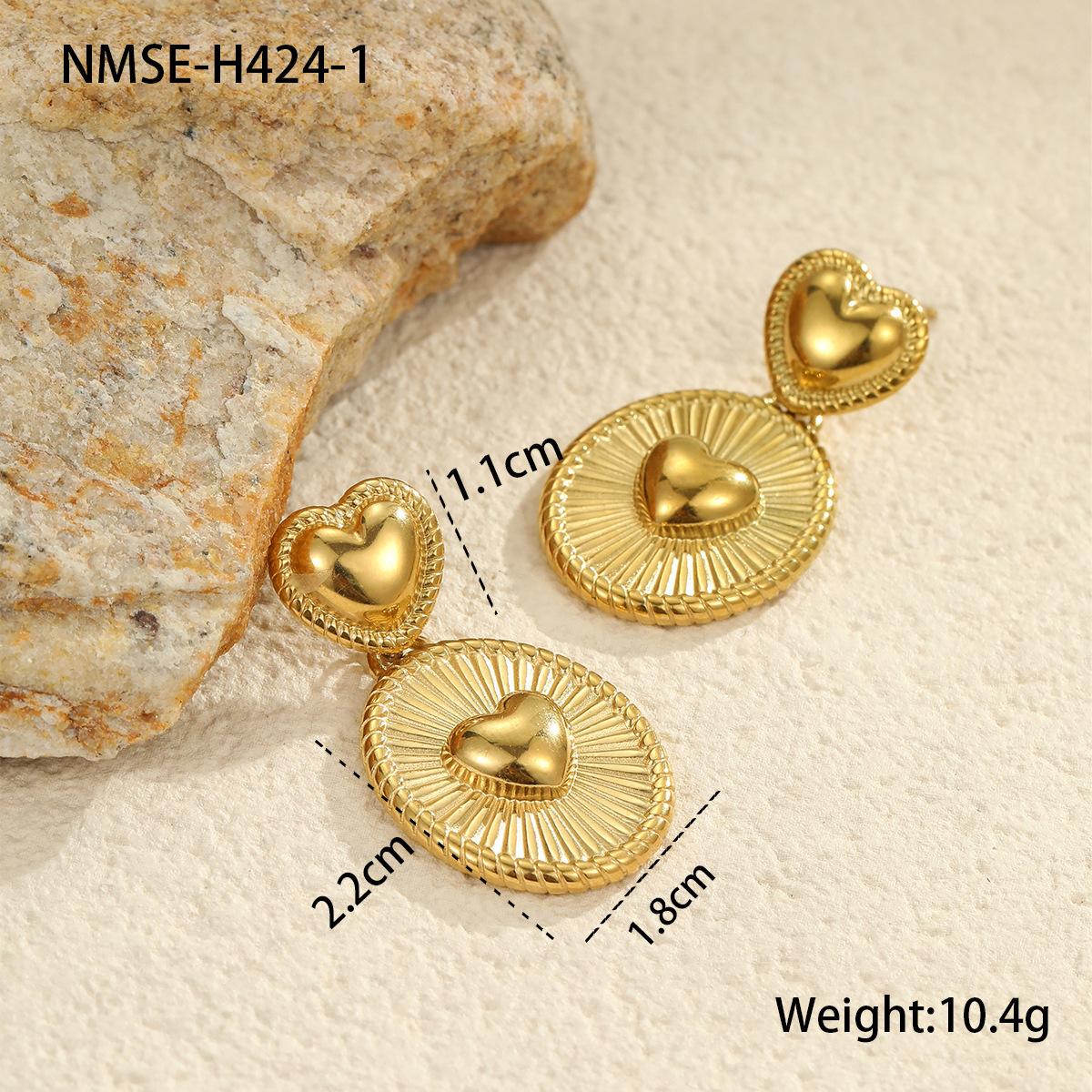 GEMCHIC Women s Double Heart Stainless Steel Earrings Gold Silver Drop Stud Jewelry Fashion Geometric Luxury 18K