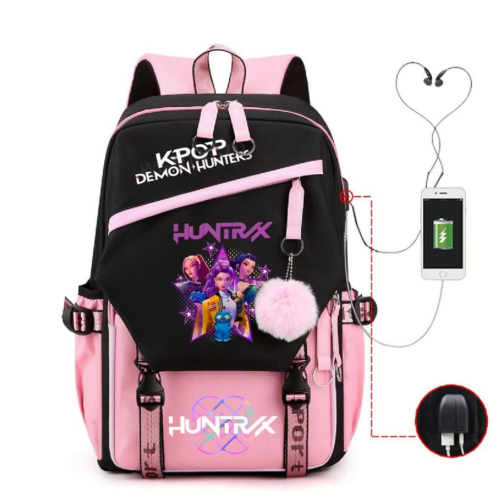 College style ins trend witch hunter Korean version USB multi-function backpack large capacity student bag