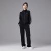 Anta Cotton Comfortable Solid Color Zip Jacket And Elastic Straight Leg Breathable Long Pants Casual Set Women Sets Basic-Black 962357201-1