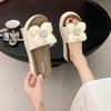 Fashion cute flower flat bottom cool slippers women wear 2025 summer new fairy wind one word cool slippers