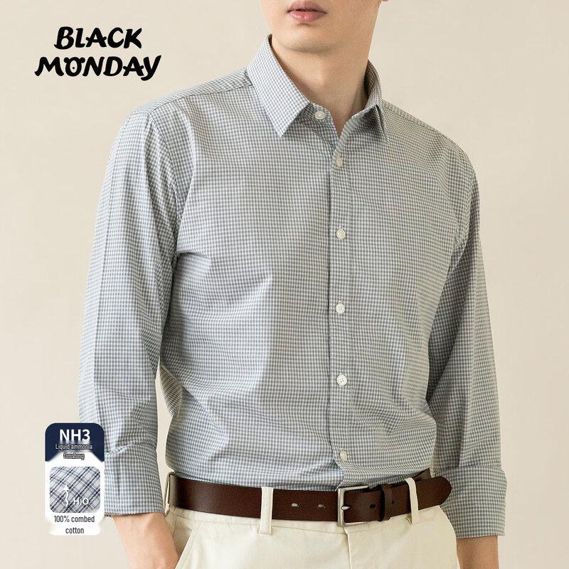 

BLACKMONDAY Men s Wrinkle-Resistant Plaid Cotton Long-Sleeve Shirt XL