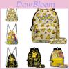 Cute Cartoon Pikachu Drawstring Bag Trendy Polyester Backpack For Sports Available In Multiple Colors