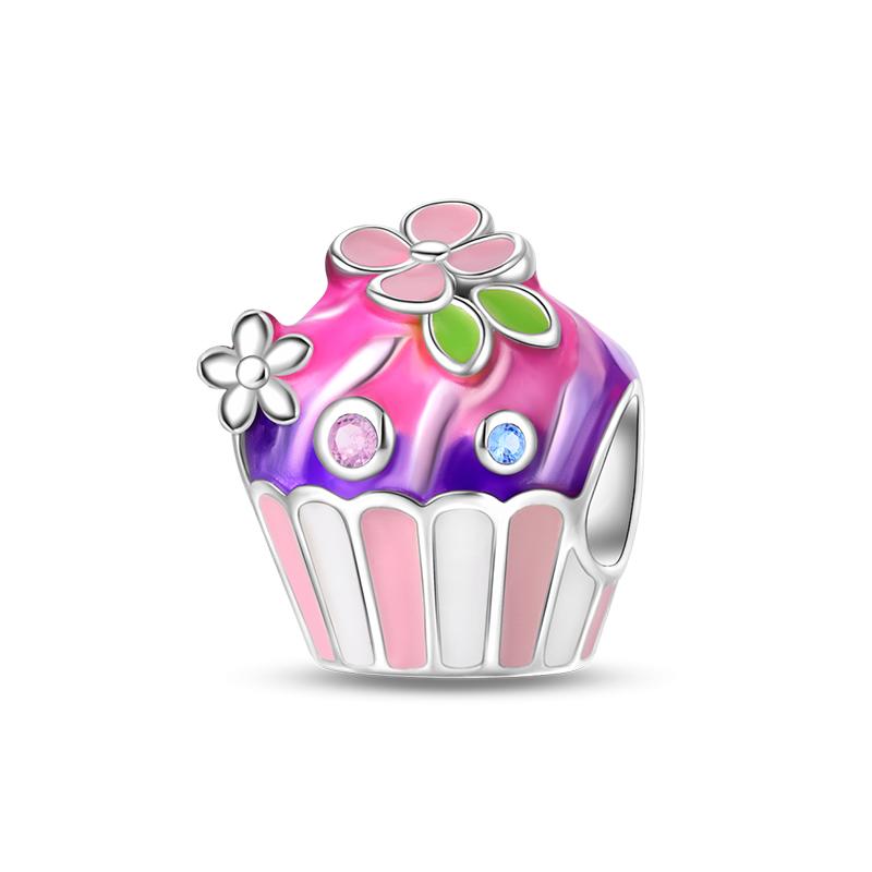 925 Silver Coffee Cake Bread Ice Cream Tea Beer Charms Pendant for 3mm Bracelets DIY Jewelry