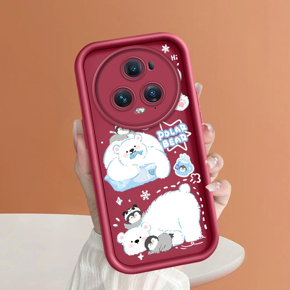 

М який силіконовий квадратний драбинний друкований візерунок Корпус телефону Повне покриття Камера Протиударний захист Гумовий чохол для Huawei Honor Honor 70 5G темно-червоний колір