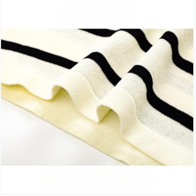 New Laid-back Striped Knitted Sweater for Women in Autumn and Winter, Loose and Versatile Sweater Coat, Shawl and Two Pieces