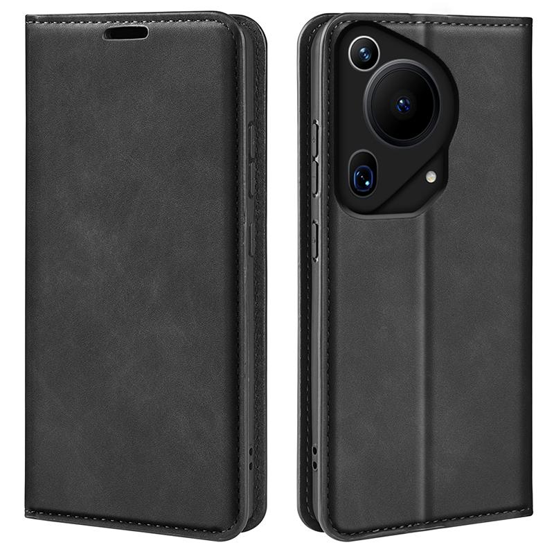 

For Huawei Pura 70 Ultra Case Magnetic Absorption PU Leather Stand Phone Cover Black