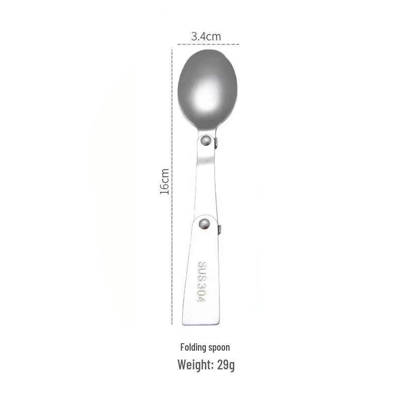 304 Stainless Steel 3-Fold Portable Spoon-Fork for Outdoor Use