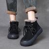 Johnature Botas Curtas de Lã em Couro Genuíno Casuais Quentes e Peludas com Solado Macio Botas de Algodão Femininas