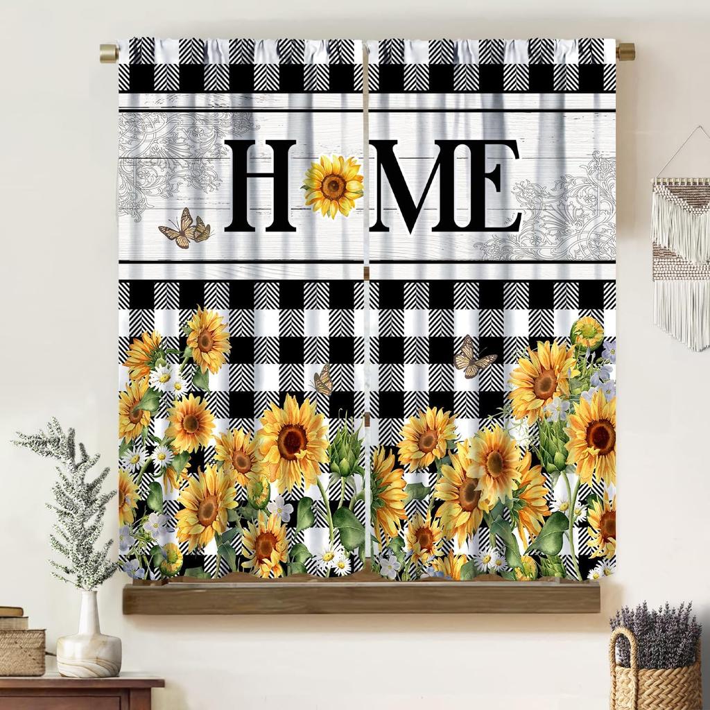 Verdunkelnde Sonnenblumen-Vorhänge Lustiger Gelber Ton Geometrie Wabenmuster Floral Nahtloses Muster Fensterdekorationen Vorhang Modern Polyester Mit Stange