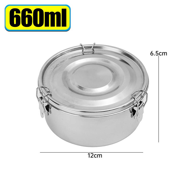 660/1040/1590ml Stainless Steel Fresh-Keep Box Sealed Lunch Box with Lid Food Container Refrigerator Fruit Organizer Container