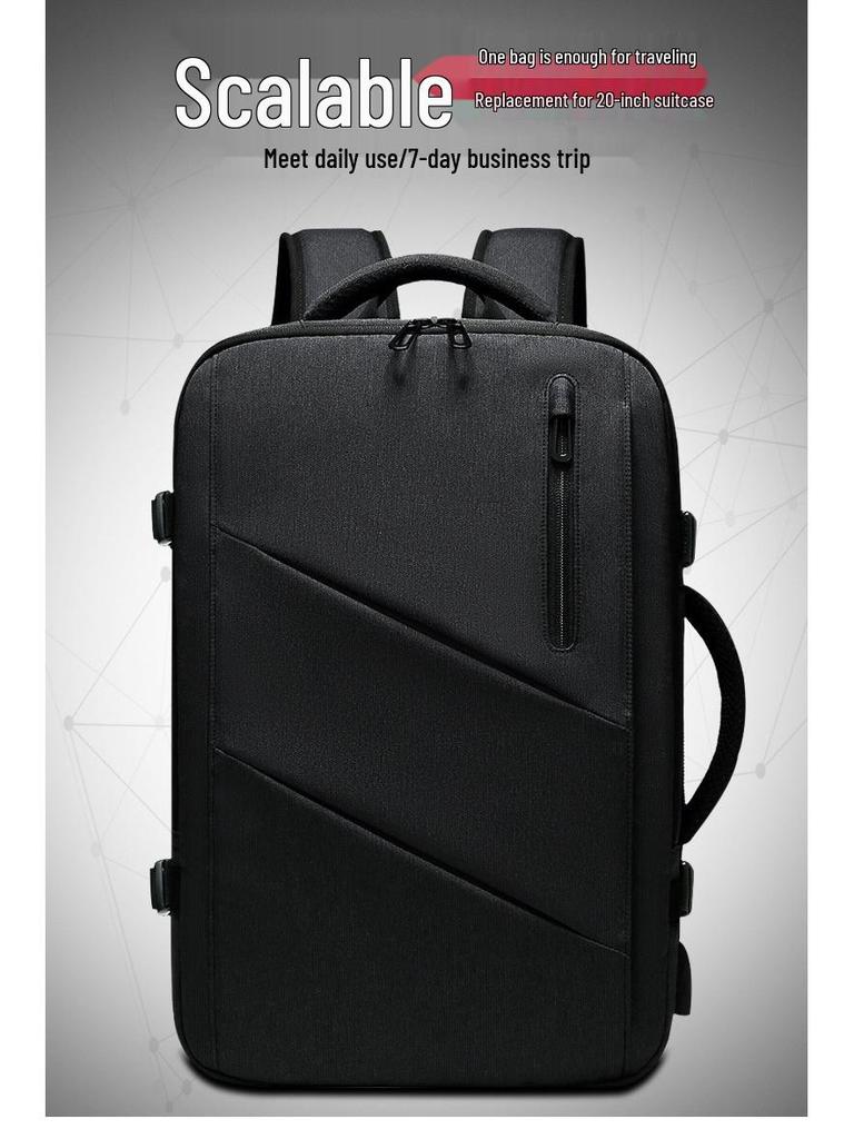 Men's Expandable Oxford Cloth Laptop Backpack - Large Capacity & Multifunctional for Business Travel