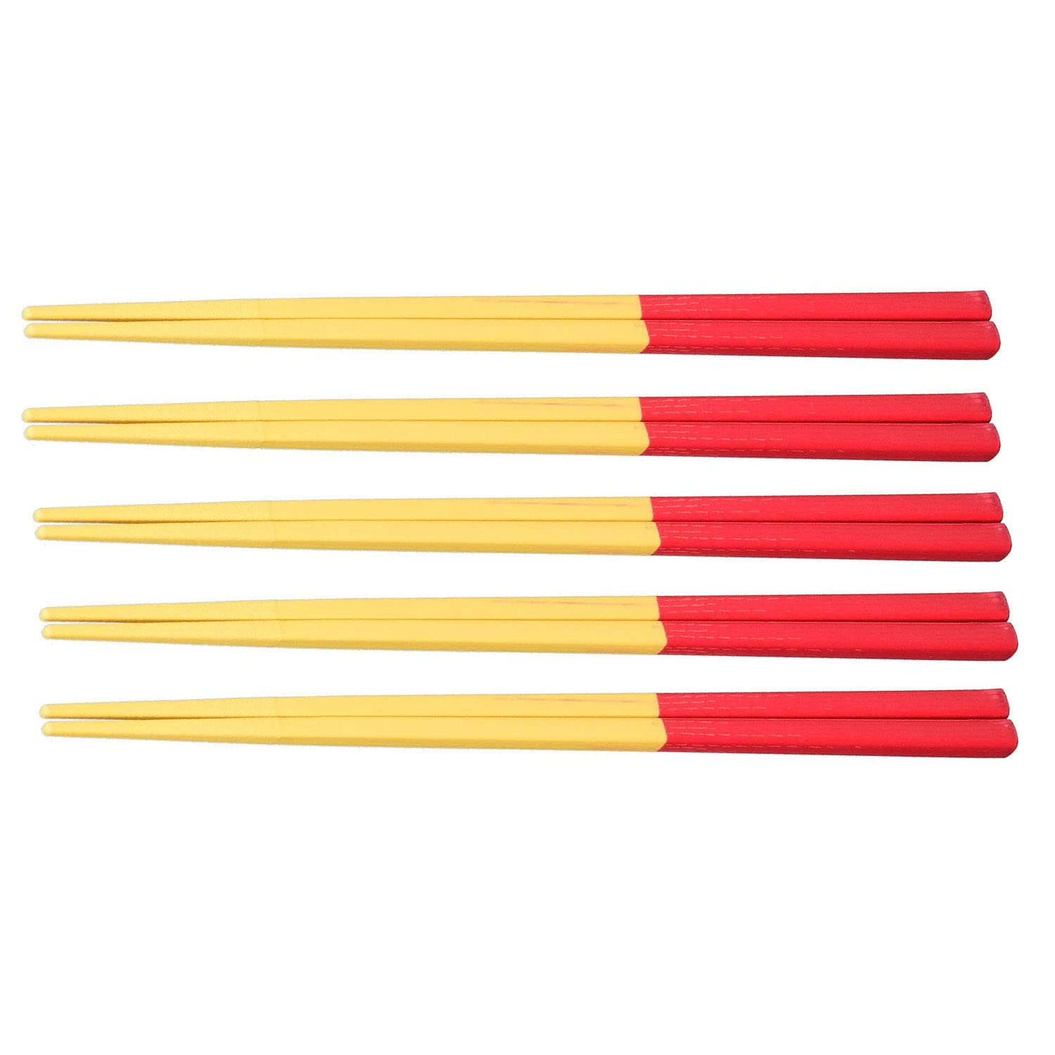 

J-kitchens Chopsticks, Set of 5, PBT, 22.5cm Square Wood Grain, Okinawan-Style Lacquer, Made in Japan