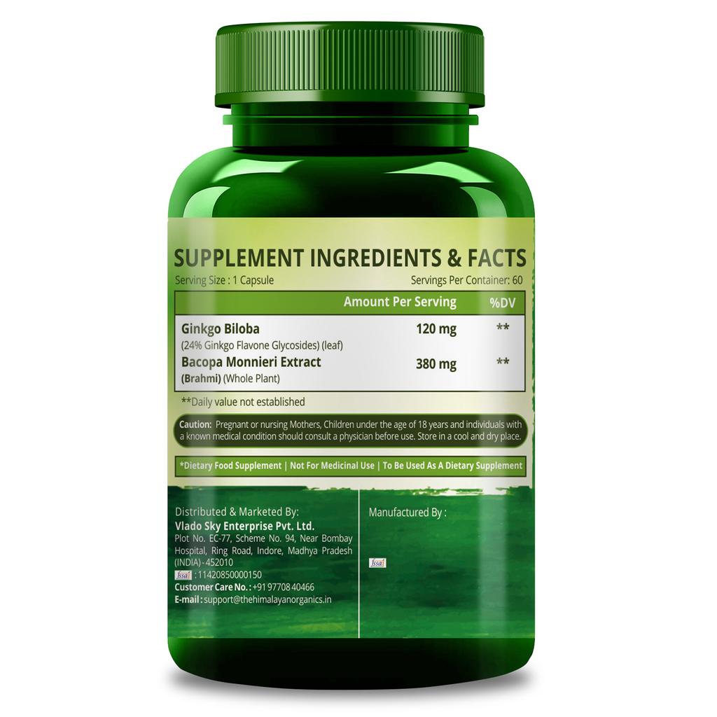 Ginkgo biloba (60 capsule, 500 mg), Ginkgo Biloba, prodotti organici himalayani