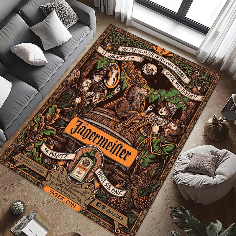 Jägermeister: Tappeto Audace Vivace Arredamento Casa Adatto a Tutte le Stagioni Cuscino per Sedia da Ufficio Arte Decorazione Stanza del Dormitorio