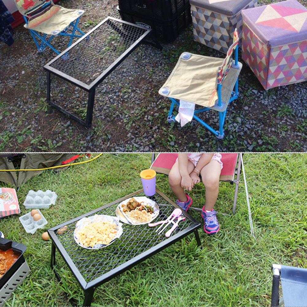 Outdoor Folding Mini Table Portable Camping Picnic Integrated Storage Grill Rack Iron