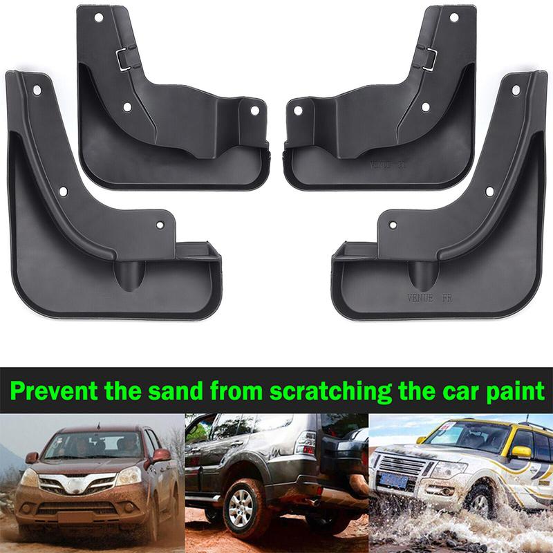 Flaps Mudguard 4Pcs Black Direct Replacement Front Rear Simple Design For Hyundai Venue Splash Practical To Use