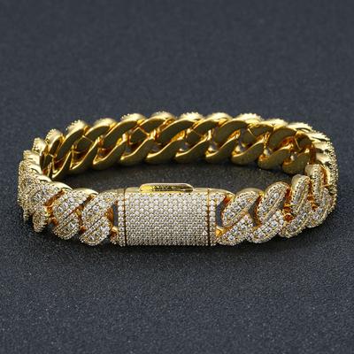 Men's Zircon Bracelet with Inlaid Diamonds, Stainless Steel Cubic Zirconia Hand Jewelry for Men, Hip Hop Luxury Bracelet Gift for Him