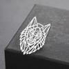 Gothic Wolf Head Brooch Stainless Steel Hollow Animal Lapel Pins for Women Men Suit Bag Badge Accessories Fashion Jewelry Gifts
