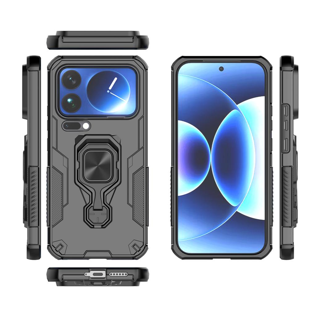 For Xiaomi 17 Pro Max Case Rotatable Ring Kickstand PC + TPU Shockproof Phone Cover