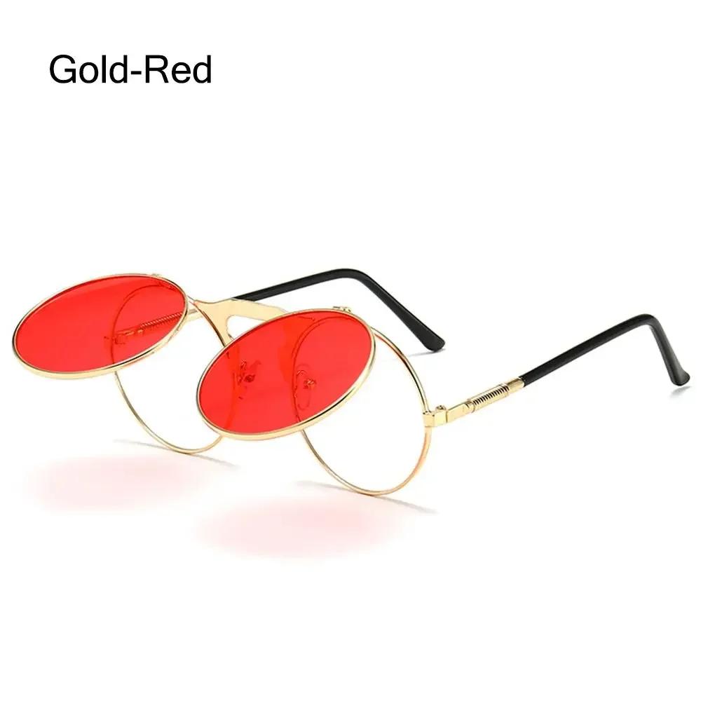 90's Retro Shades Round Steampunk Sun Glasses Flip Up Sunglasses Costume Glasses for Women & Men UV400 Protection Eyewear