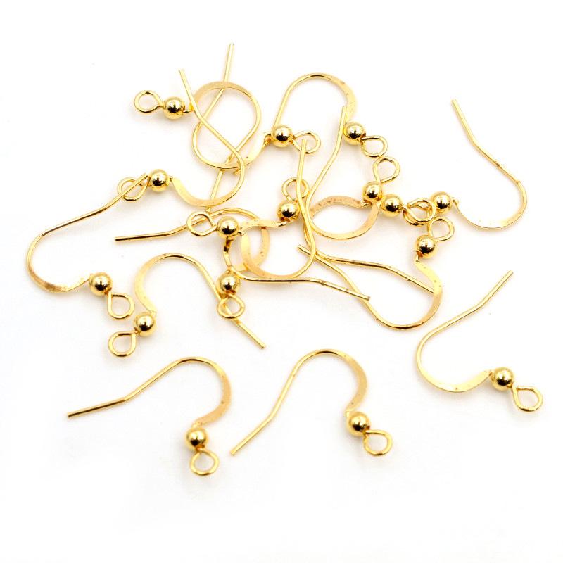 100 Pcs Copper Earring Hooks 19x18mm with Round Beads for DIY Handmade Jewelry Accessories, 20g