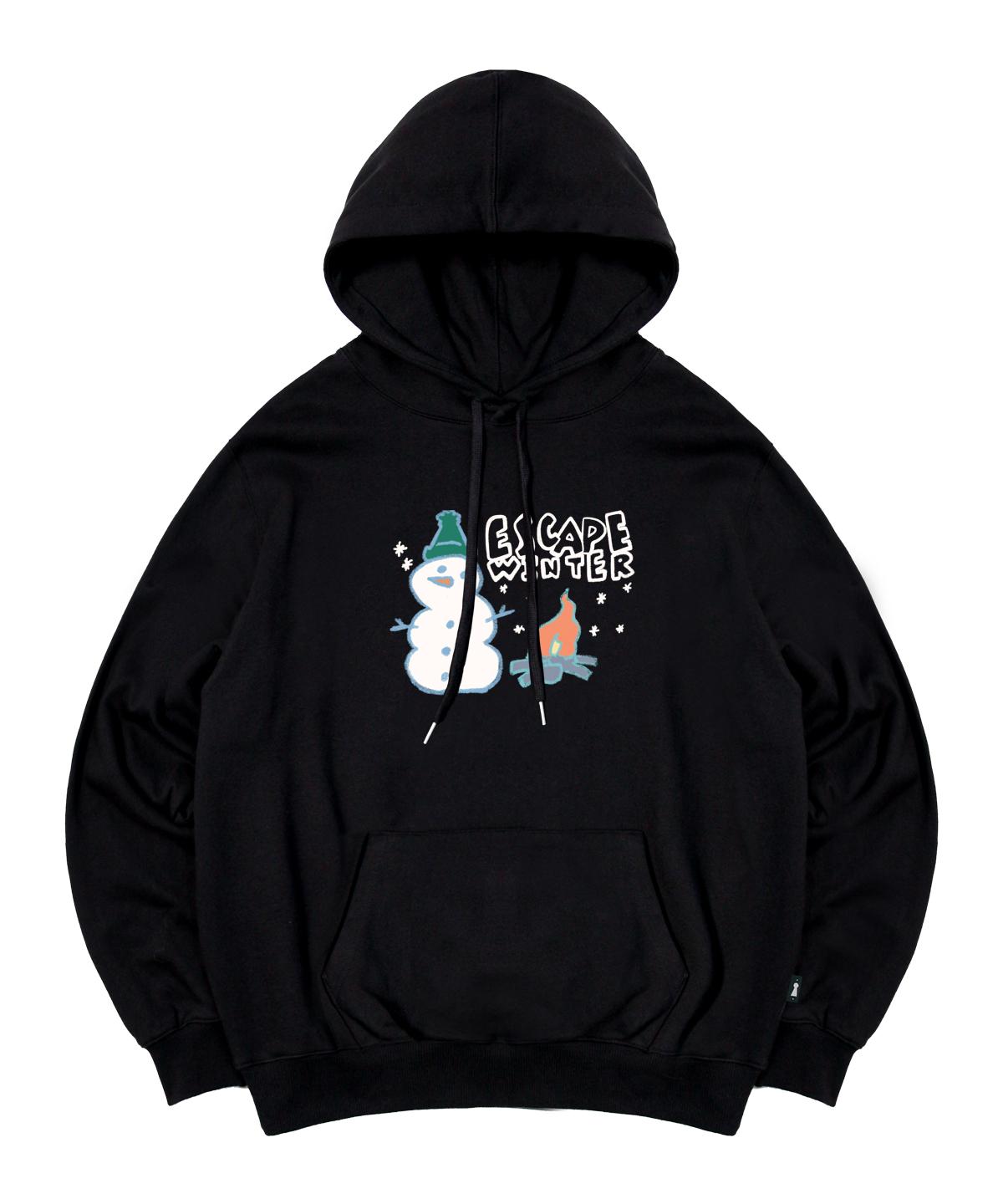 Escape From Melting Snowman Print Hoodie Black M
