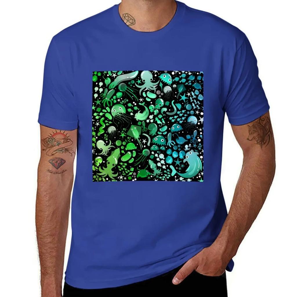 Deep Sea Life Pattern T-Shirt for a Boy Graphic Tee Shirt Plus Size Clothes T Shirt Men