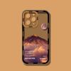 INS Purple Blue Sunset Snow Mountain Phone Case For iPhone 14 15 13 12 11Pro Max XR X XS Natural Scenery Shockproof Bumper Cover