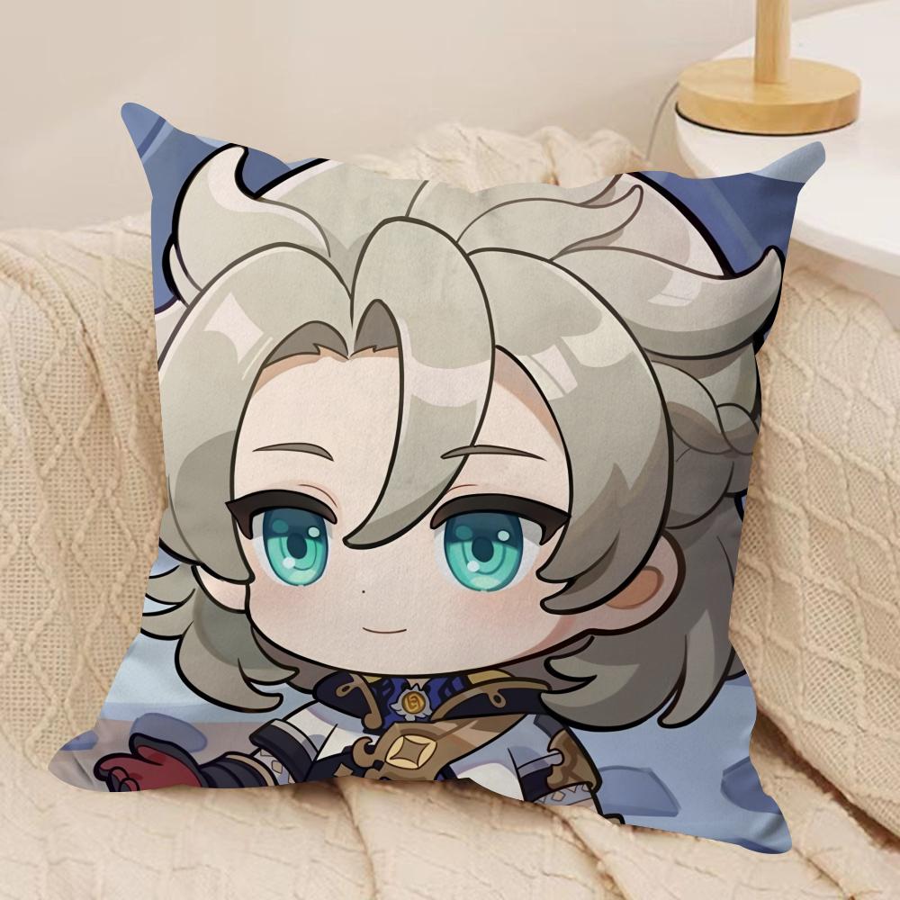 Albedo Cute Cute Genshin Impact Cushion Cover Silky Short Plush Invisible Zipper Dustproof Sofa Pillow Case For Home Decor