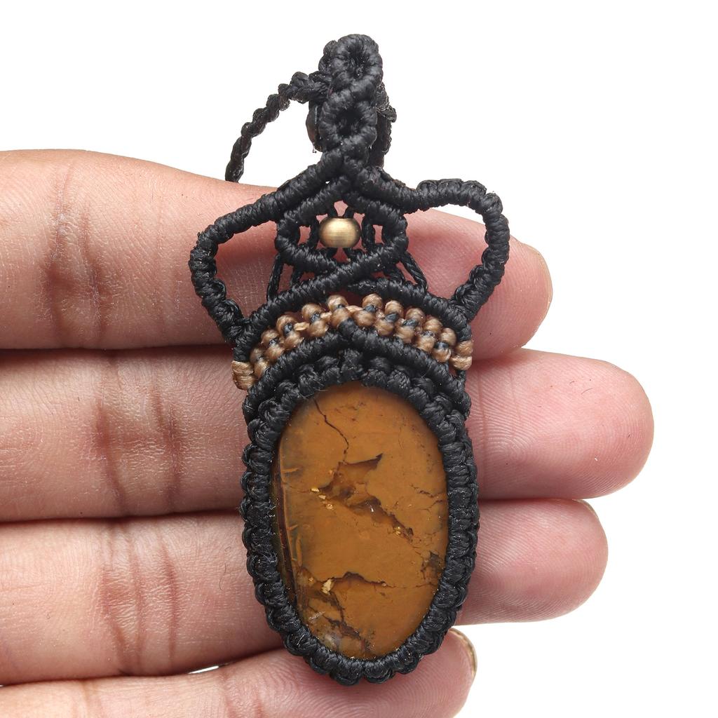 Jasper Macrame Handmade Necklace Gemstone Jewelry Thread 20-36''Ad Pendant