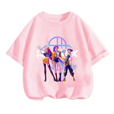 KPop Łowcy Demonów Dziecięcy T-shirt Bawełniany Moda Koreańska Casualowy Top z Okrągłym Dekoltem Film Kreskówka Dziewczynka Chłopiec Koszulka Dziecięca