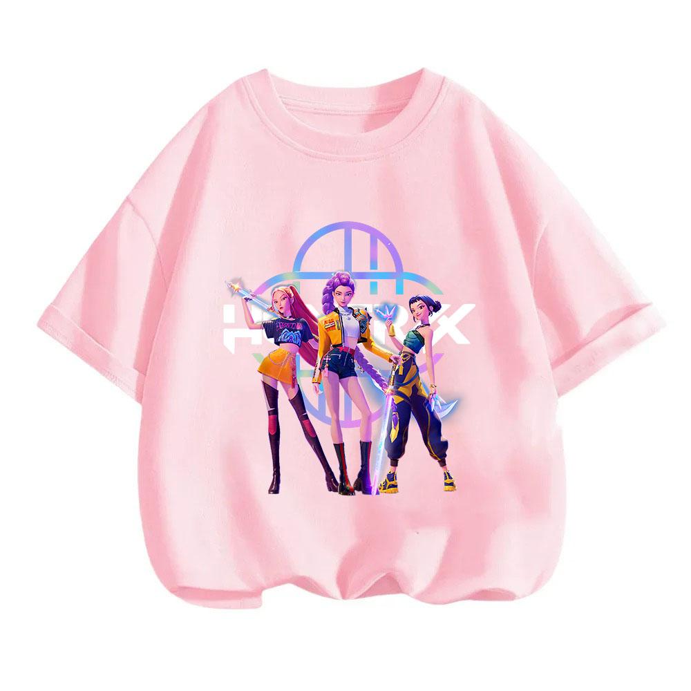 KPop Demon Hunters Children's T-shirt Cotton Korean Fashion Casual Round-neck Top Movie Cartoon Girl Boy Tshirt Kid Tees