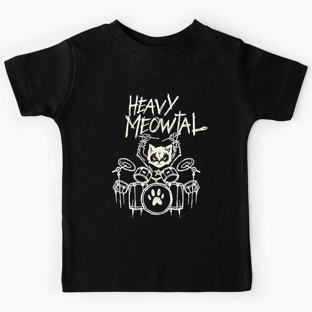 Heavy Meowtal Headbanger Gift Drummer Kids T-Shirt 100