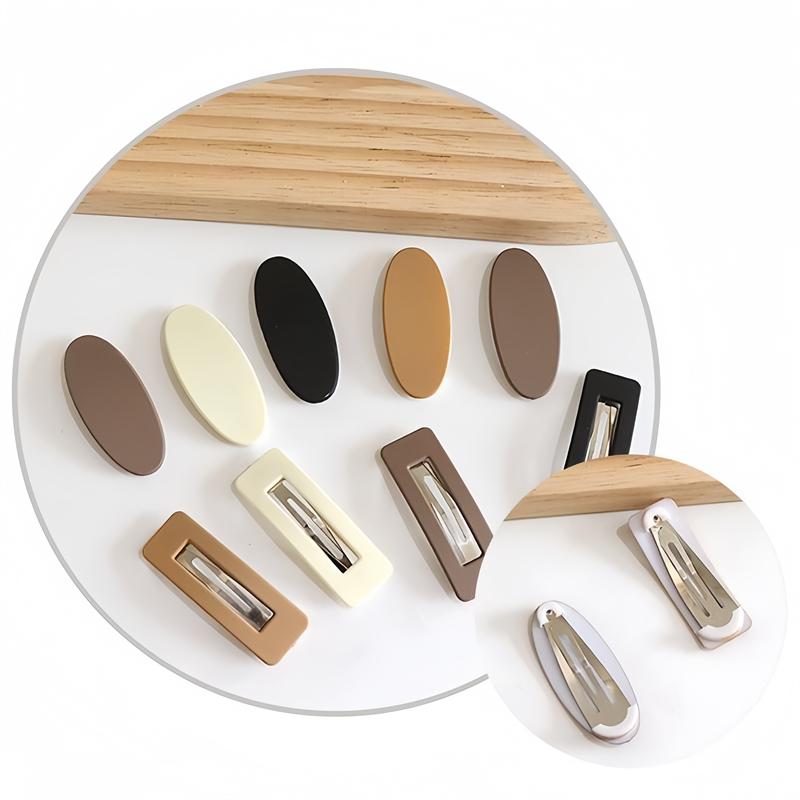 10pcs Fashion Coffee Color Geometric Waterdrop Square Ornament Hair Clips For Women Girls Sweet Hairpins Kids Hair Accessories