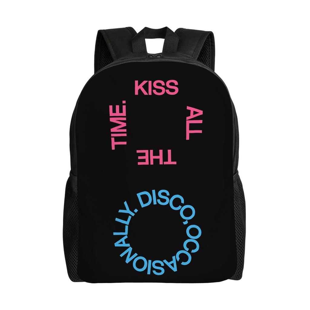 Kiss All the Time Backpack 2026 Music Aesthetic Backpacks Student Travel Big School Bags Colorful Rucksack
