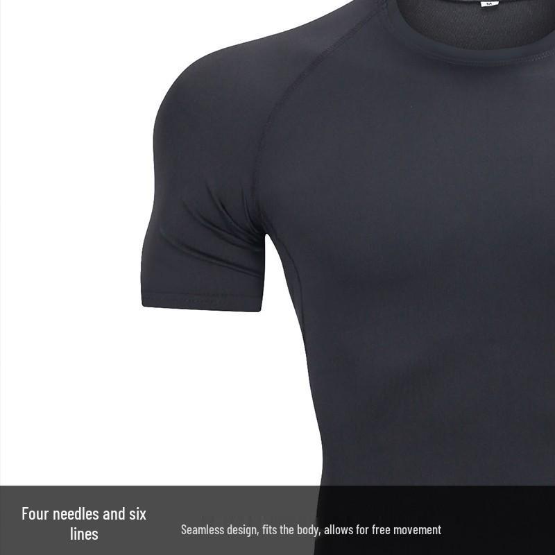 Herren Schnelltrocknendes Kompressions-Sportshirt mit kurzen Ärmeln