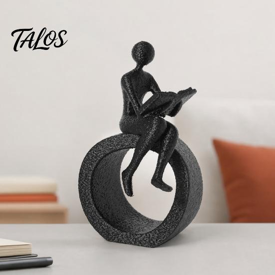 Talos 3D Printed Reading Figurine, Abstract Reader Statue for Home Decor, Modern Minimalist Sculpture Bookshelf Desk Office Ornament
