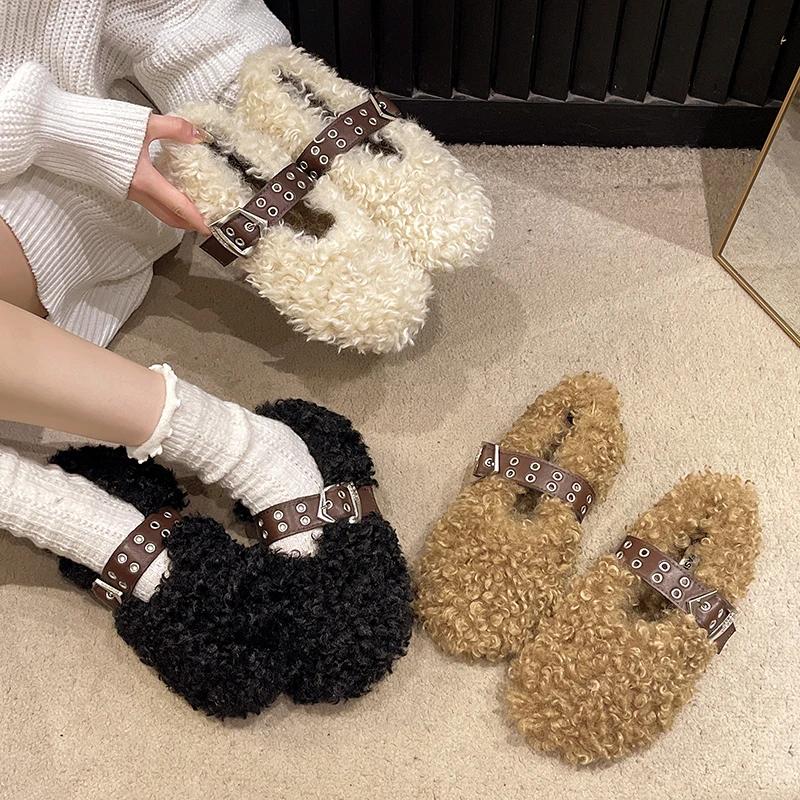 Fashion All-Match Winter Shoes Women Modis Casual Female Sneakers Slip-on Loafers Fur Clogs Platform 2024 New Slip On Moccasin Creepers