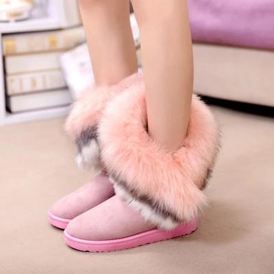 Mode Damen Baumwollschuhe Winter Neue Plateau Farbpassende Plüsch Schneestiefel Mode Bequem Warm Rutschfest Baumwollstiefel