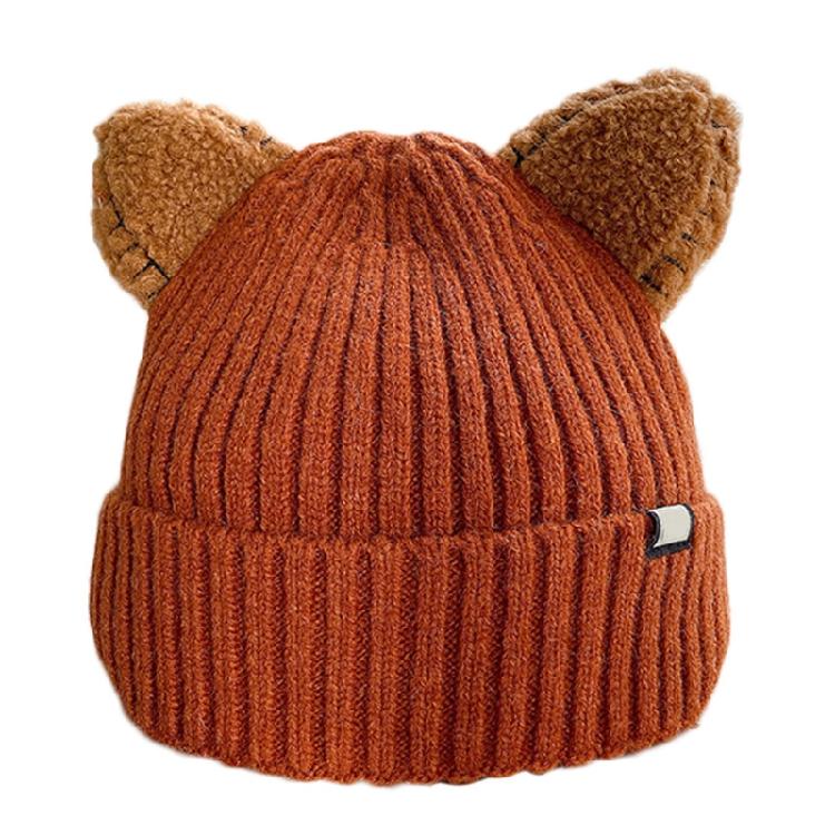 Kawaii for Cat Ears Hats Cute Cap Solid Color Hat Wool Knit Hat Earprotect All-m