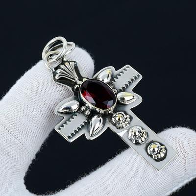 Red Garnet Pendant, Red Garnet 925 Sterling Silver Pendant, Red Garnet Jewelry Necklace Pendant, Valentine's Day Gifts, Mother's Day Gift