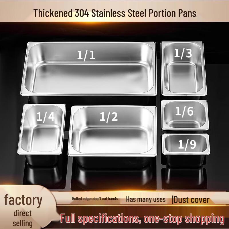 Food-Grade 304 Stainless Steel Deep Rectangular Food Pan with Lid