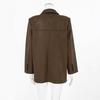Chaqueta de Ante Vintage Oversize para Mujer con Solapa de Muesca Triple Botón Otoño Invierno