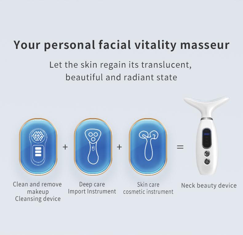 LED Cross-Neck Facial Massager: Lifting, Firming, and Hot Compress Skincare Tool for Women
