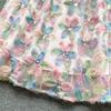Fransk openwork gasbind søm paljetter broderi blomster A-linje kjole kvinner mote o-hals kortermet festkjoler