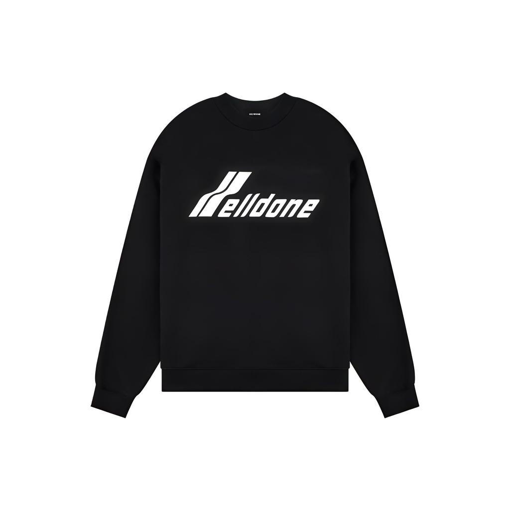 WE11DONE Ss23 Logo Print Round Neck Pullover Long Sleeve Loose Sweatshirt Unisex Sweatshirt Black WD-TS1-23-797-U-BK