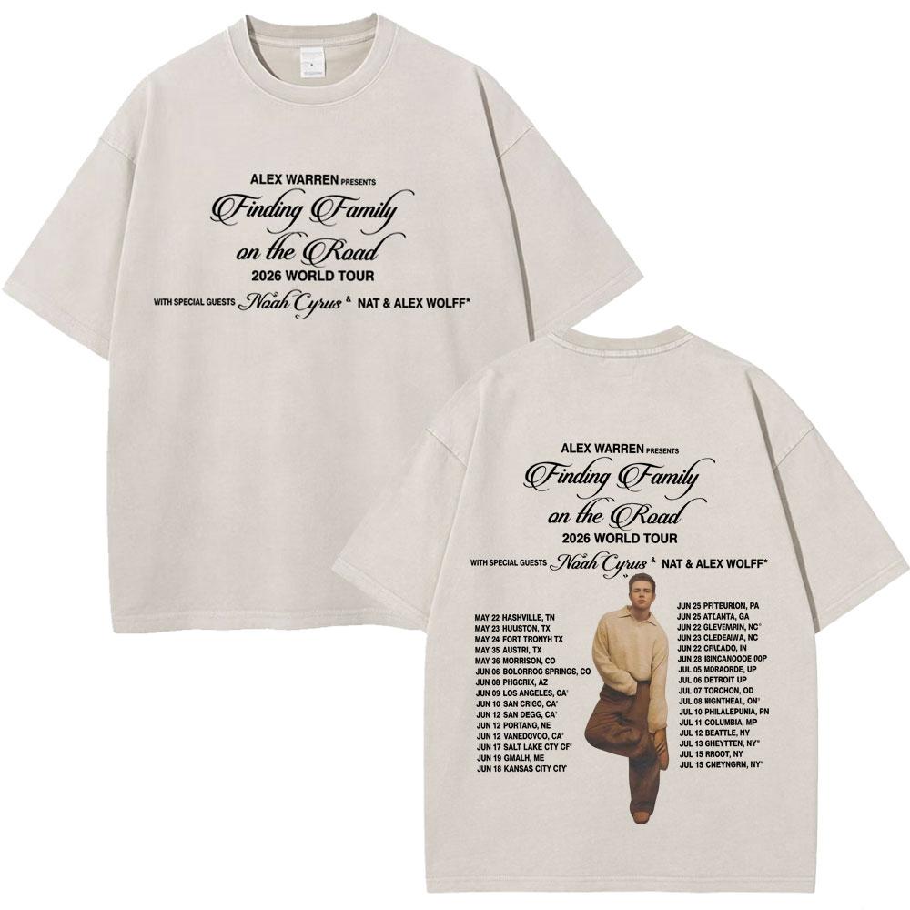 Singer Alex Warren 2026 Tour Print Tees Unisex Unisex Hiphop Tshirt Summer Cotton Loose Casual Vintage Washed Tshirts Streetwear