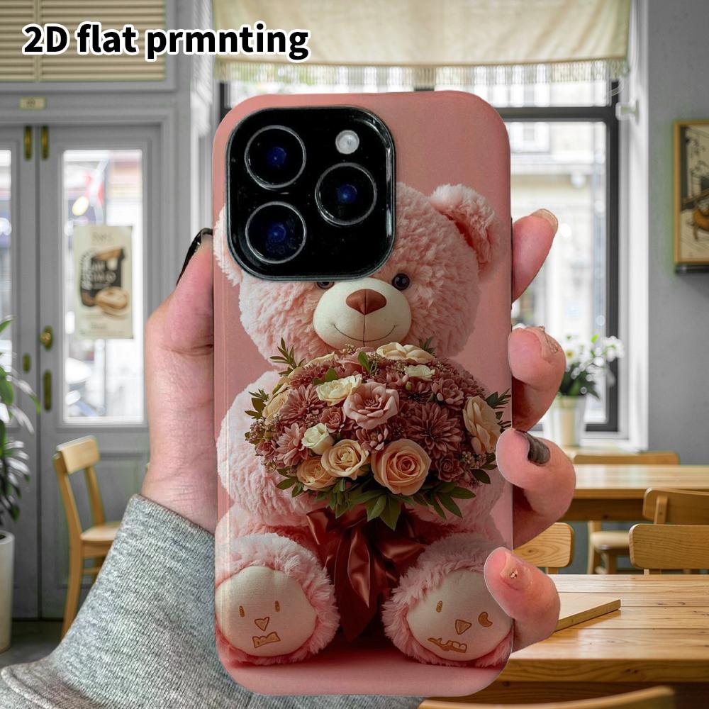 Phone Case: 2D Flat Design Suitable for iPhone 18 17 16 15 14 13 Pro Film Protective Case, Couple Style, Plush Little Bear, Christmas and Halloween Gi