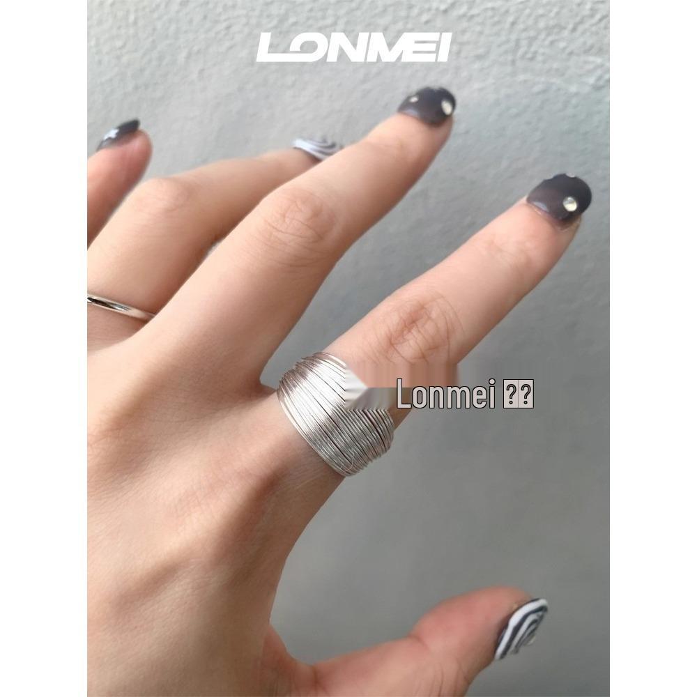 Silver Bezel Multi-Layer Line-Wrapped Ring - European & American Style, High-End Luxury R01054