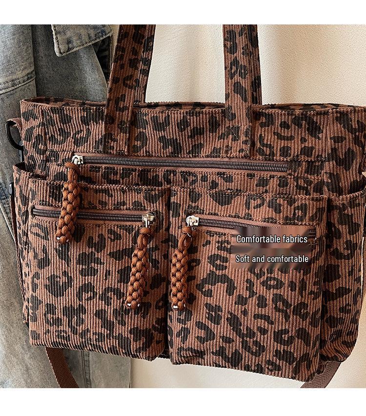 Women's Leopard Print Tote: Versatile Large Capacity Shoulder & Crossbody Bag